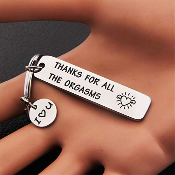 Kiitos kaikista orgasmeista ruostumattomasta teräksestä valmistettu avaimenperä avaimenperä lelu riipus pariskunnalle ystävänpäivälahjoista B