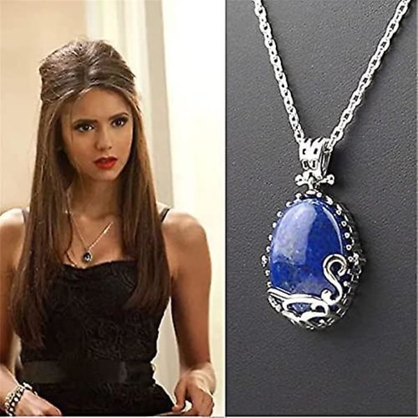 Vampire Diaries Necklace,the Vampire Diaries Katherine Pierce Necklace Daywalking Katherine Necklace Pendant Charm Halsband-royal Blue And Vampire Dia