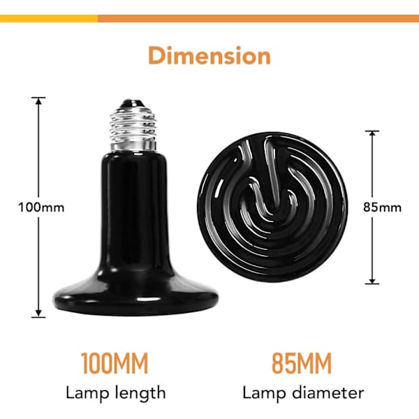 150W 2-pack Keramisk Värmelampa för Reptiler