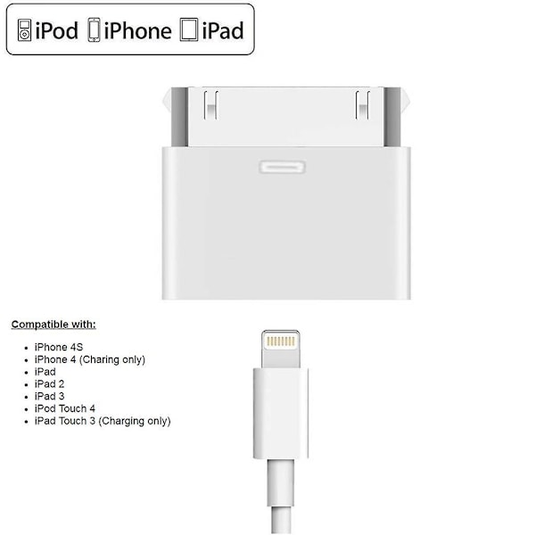 30-PIN Adapter 8-Pin Hona till 30-Pin Hane Adapter för phone4 4S 2 3 för iPod