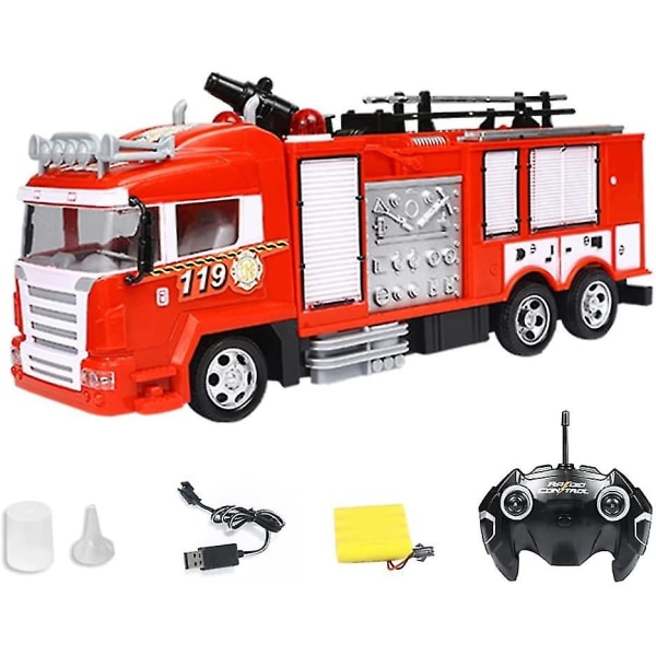 Kaukosäädin paloauto | Realistiset paloautot toddler , kaukosäädin Kid Fire Truck yhden näppäimen vesisuihkuääni ja set , jossa sireeni