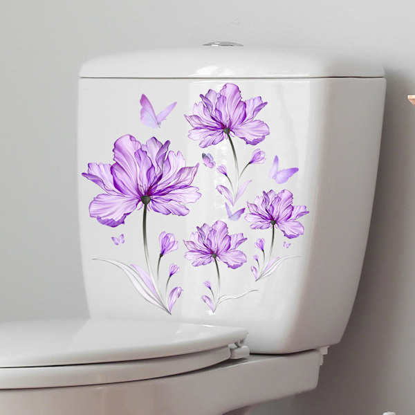 Toalettstickers med Levande Färger Blommönster Långvarig Vattentät PVC Väggdekaler för Hembadrum