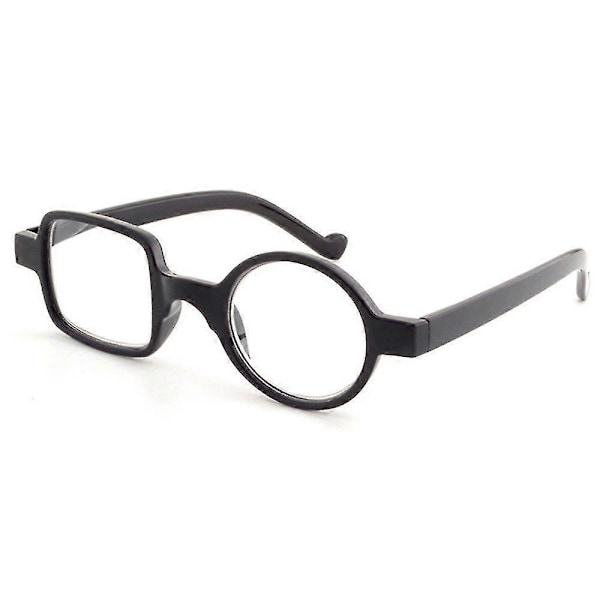 Retro Leopard Asymmetriska Roundsquare Läsglasögon Dam Herr Ålderssynthet A-black -1.50