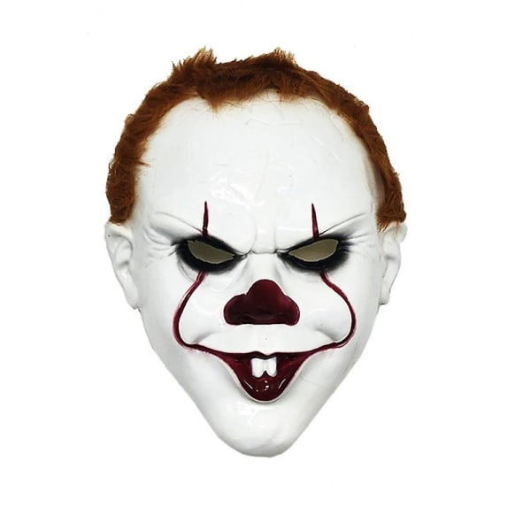 Clownmask med kort hår Peruk Joker Cosplay Halloweenfest Läskigt läskigt tjusiga klänning Prop A