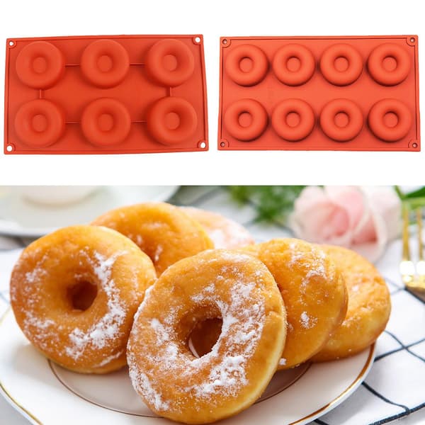 Donutform Non-Stick Fleksibel Silikone Kageform 6/8 Gitre Design Bageform til Hjemmekøkken Bageri M
