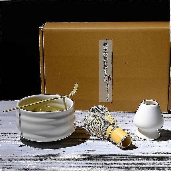 4 stk./sæt Traditionelt Matcha sæt Bambus Keramik Matcha skål med piskerisBY 6