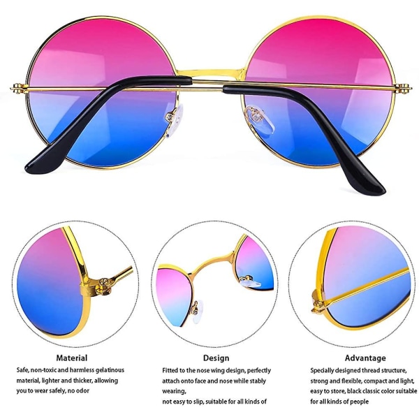 Retro solbriller 60-tallsstil runde fargede briller Kostymetilbehør (e)