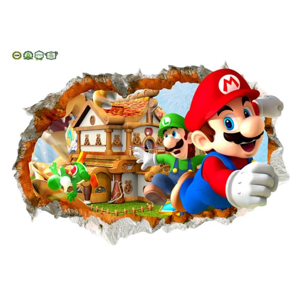 3D Trasig Vägg Super Mario Mario Väggdekaler Barnrum Ca