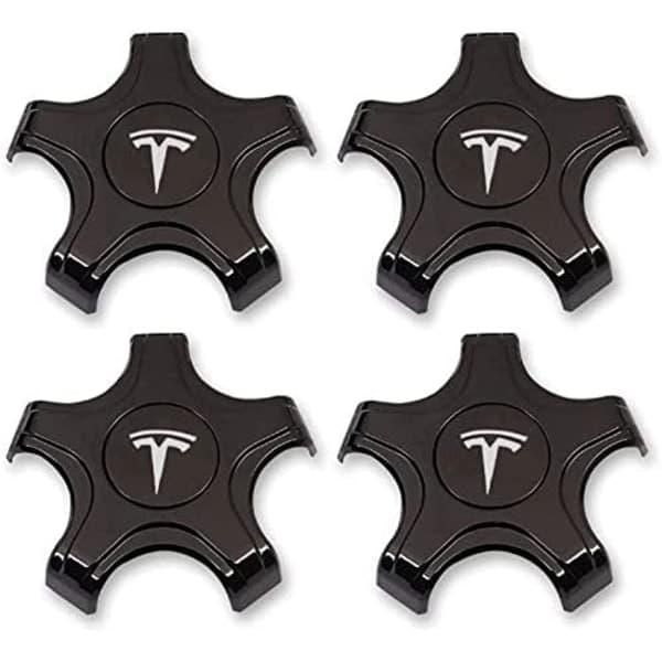 4-pack Black and White Tesla Model 3 Wheel Hub Caps for Aero H