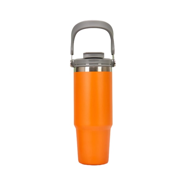 Tyhjiöeristetty vesipullo kahvalla Vuodonkestävä elintarvikelaatuinen BPA-vapaa uudelleen käytettävä kuppi toimistoauton juomalasi Orange