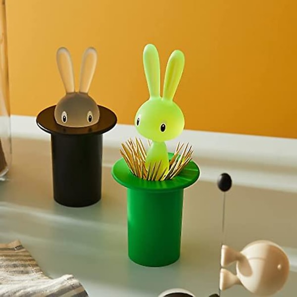 Søt kanin manuell tannpirkerboks (svart), termoplastisk harpiksdesign tannpirkerholder