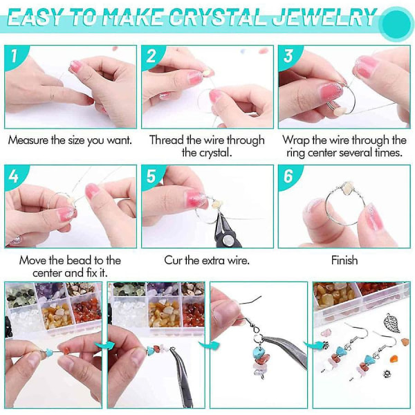 28 Ring Making Kit Natural Gem Beads Uregelmessige Chips Stone Beads Kit