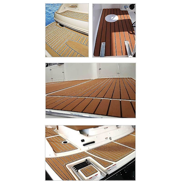 6mm Självhäftande Skum Teakplåt Båt Yacht Syntetisk Däck Skum Golvmatta Golv Brun 240x45cm