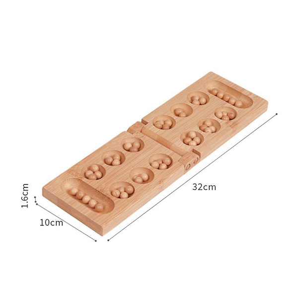 Klassiskt hopfällbart trä Mancala brädspel Strategispel Lätt att förvara