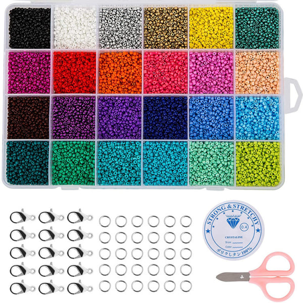 DIY - Pärllåda - Seed pärlor - 4mm - 4800st - Smyckestillverkning multicolor