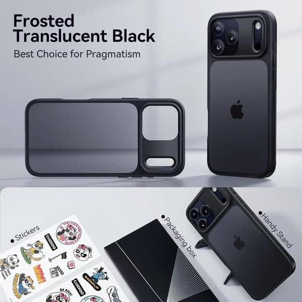Compatible iPhone 17 Pro Case Matte Finish Protective Phone Cover Anti-Fingerprint Thin Slim Hard Shell - Black
