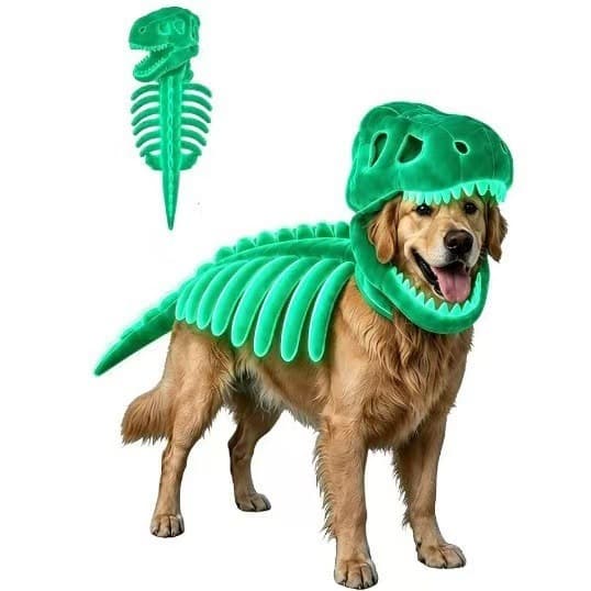 Dinosaur Skeleton Costume for Pets - Creative Halloween Outfit 35cm 35cm Glow-