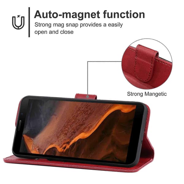 Læder Telefon Cover til Doogee S61/S61 Pro Red