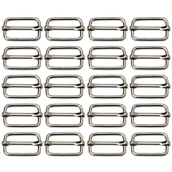 20 stk Metalringe Metal Rektangeljustering Slides Spænde Rulle Spænde Ring Pin 25mm