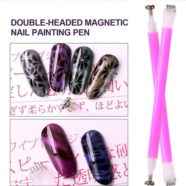 Dobbelthode Magnetisk Magnet Stick Tool For Cat Eye Gel Polish Uv Led Nail Art Verktøy Manikyr Print Diy Tool