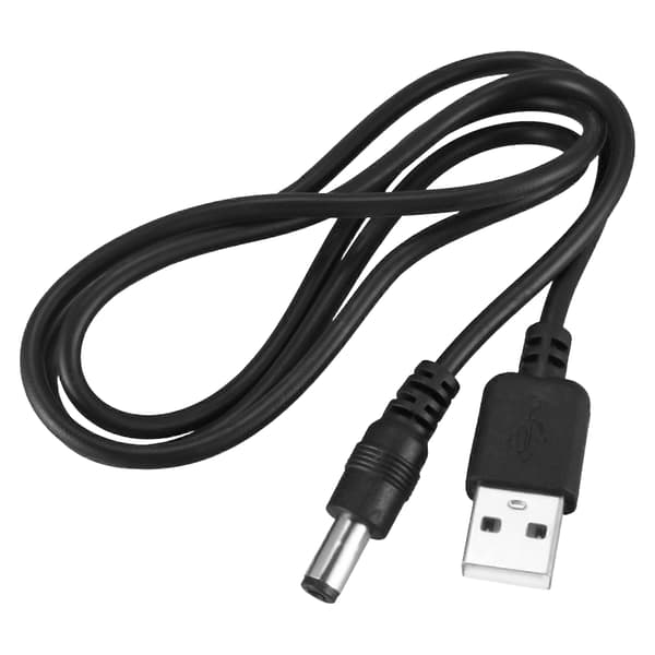 5X USB-kabel 5,5 mm / 2,1 mm 5V DC Barrel Jack Strømkabel (Sort, 75 cm).pa