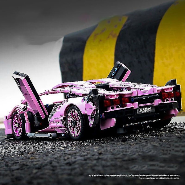 1289 stk. Teknisk Rosa Lambo Sportsbil Byggeklosser Limited Edition Racing Kjøretøy Monteringsklosser Leker Gaver Til Jenter Barn