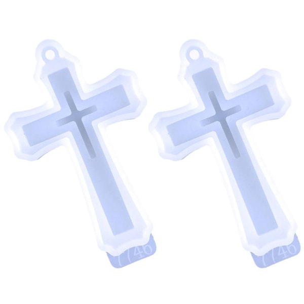 2 stk DIY Silikone Cross halskæde Pendel Form Epoxy Silikone Støbeform Cross Pendant Form