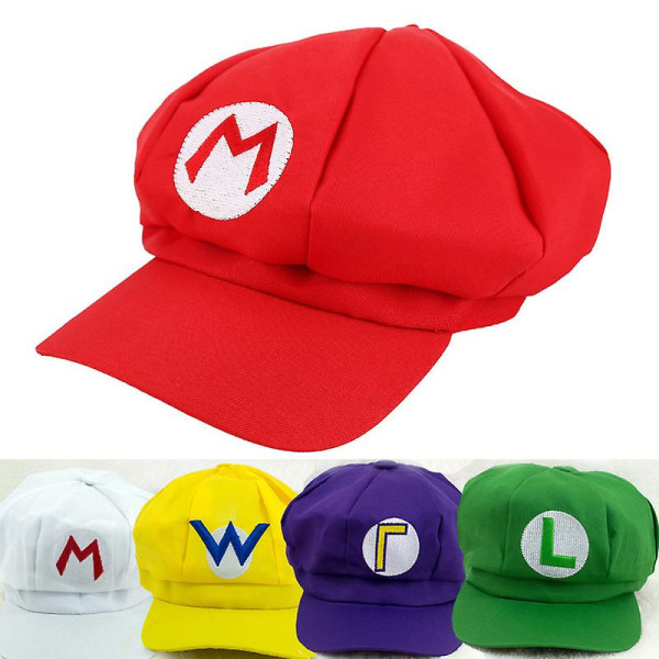 Anime Super Hat Kasket Luigi Bros Letter Trykt Cosplay Tegneserie Baseball Kostume Til Voksen Hatte Waluigi Wario Odyssey Cappy 3d Hat White