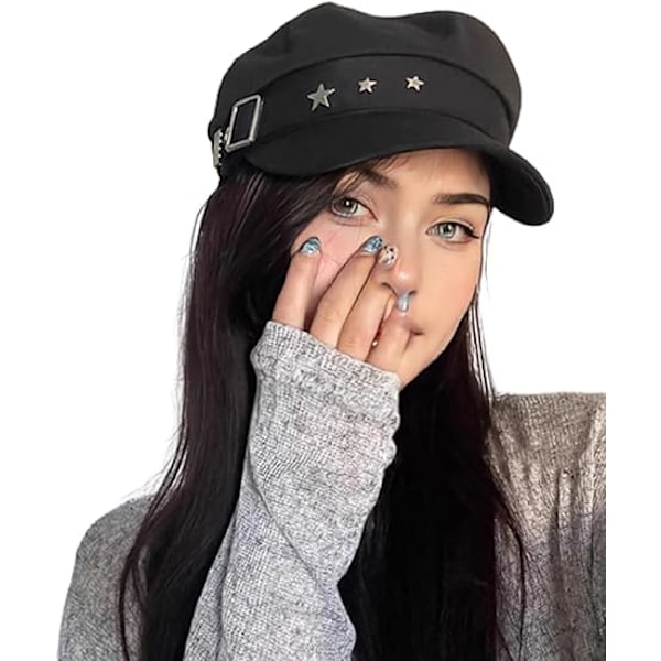 Kvinnor Flickor Y2K Stjärnbasker Hatt Mode Newsboy Kepsar Varm Skärm Basker Hatt