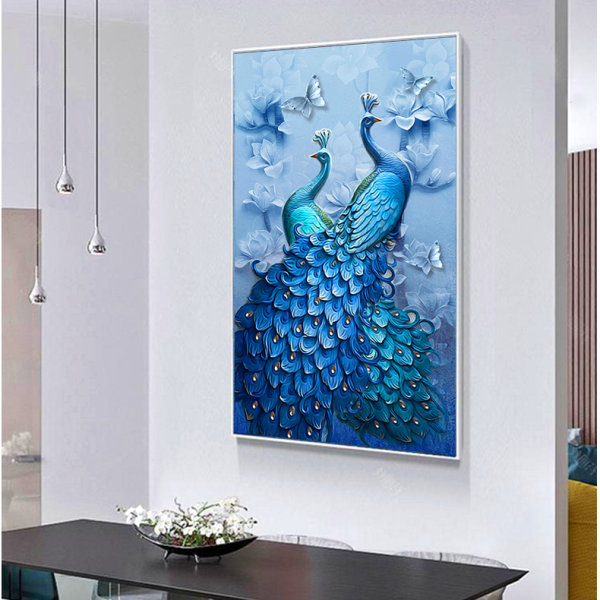 DIY 5D diamond painting Peacock kuvio itseliimautuva kuva Käsintehty digitaalisilla sarjoilla ristipisto seinäkoristelu (50 x 80 cm),