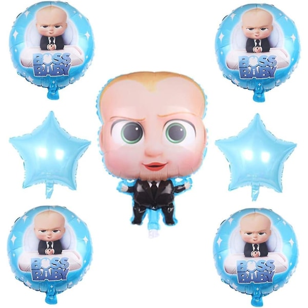 7 st Baby Boss ballonger festtillbehör, 18 tum stora folieballonger för baby boss tema födelsedag par