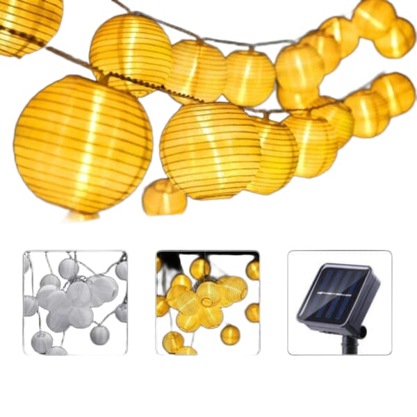 Solcelle Rislampe Lyslenke Papirlykt LED 3,5m 10 Lykter—pa