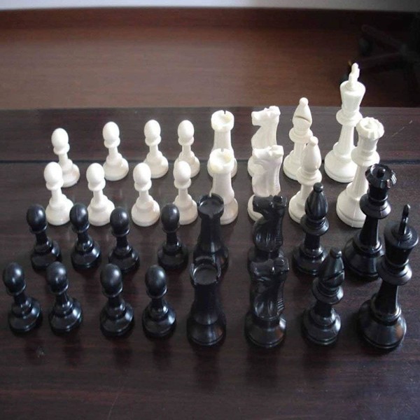 Vikt-Turnering Schackspel Set Schackpjäser Endast, Internationella Schackpjäser Komplett Schackpjäser Set Vit Och Svart (Stor 77mm)