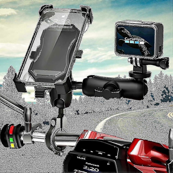 Ram Mount -moottoripyörän puhelinteline, skootteri, Ps-moottoripyörä, Tomtom-pyörän lisävaruste, moottoripyörän puhelinteline, taustapeilin pallokiinnike, jalustan pidike