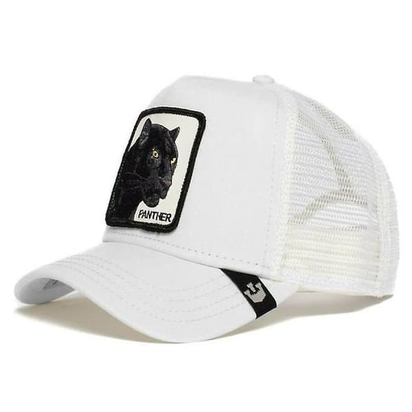 Mesh Cap Sommar Baseball Cap Trucker Cap Visirkeps Panther Hvit