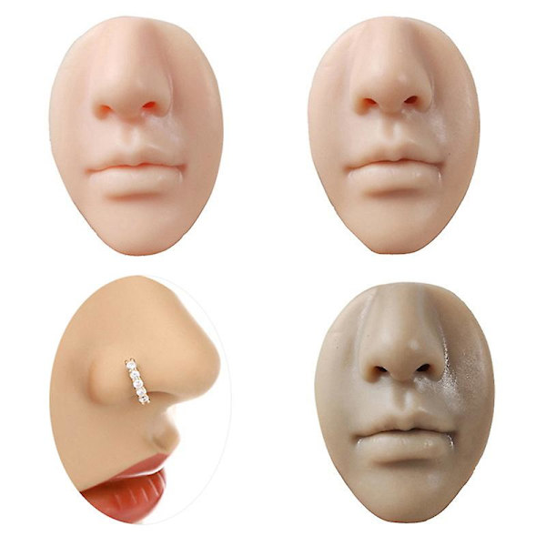3D Silikon Tatovering Ansikt Lepper Modell Øvelseshud Nese Sminke Kosmetisk Trening