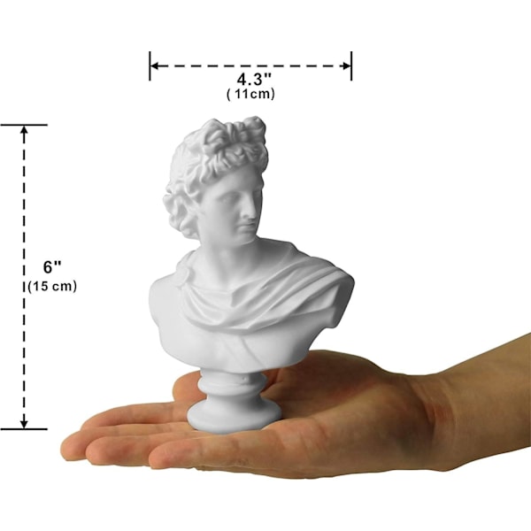 15 cm Apollo Statue Gresk og Romersk Mytologi Gud Klassisk Replika Hode Byste Skulptur Figur Hjem Dekorasjon Bordplate Skap Samling Tegne Skisse Apollo