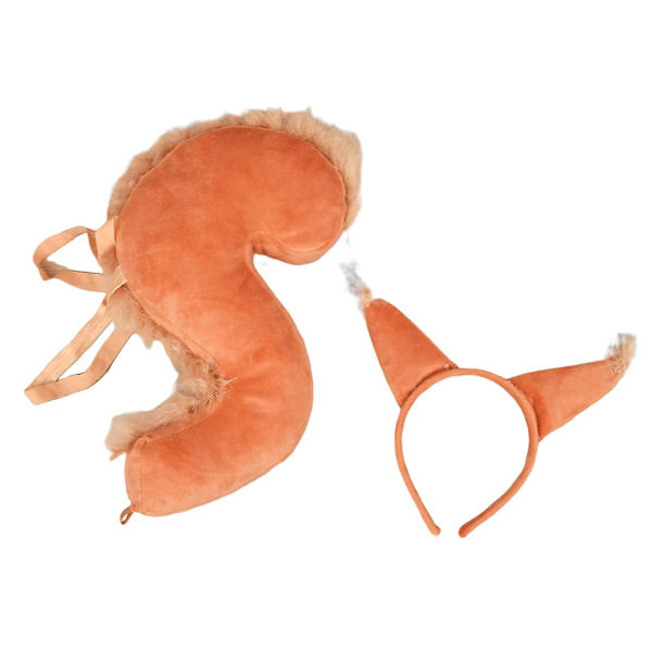 Sinknap 1 Sæt Egern Pandebånd Hale Sød Sjov Hovedbeklædning Lang Hale Performance Rekvisitter Cross-dressing Tilbehør Hårsløjfe Halloween Kostume Cosplay Orange Sets