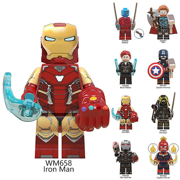 8kpl/setti Marvel Avengers Super Hero -sarjan hahmot Malli Koottavat rakennuspalikat Lelut Lahjat Kodin sisustus