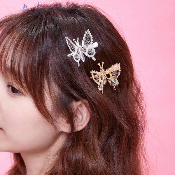8 stk Sparkly Butterfly Hair Clip