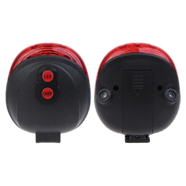 2 Laser + 5-LED Cykel Baglygte Advarselslampe Blinkende Alarmlys