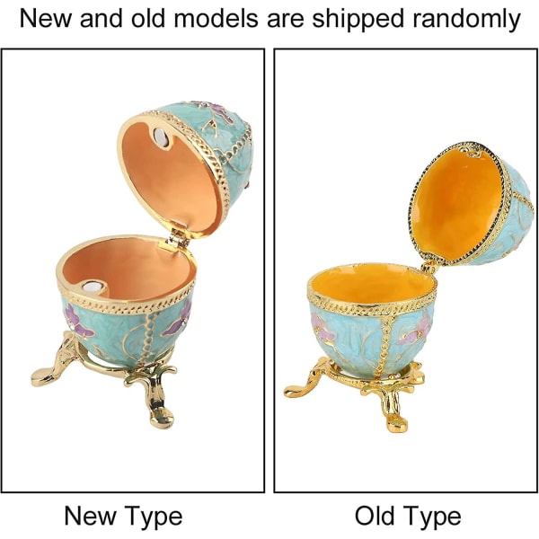 Påskeæg emalje pynt æske Vintage smykker arrangør påskeæg smykke æske pyntegenstande dekorationsgave (blå farve)