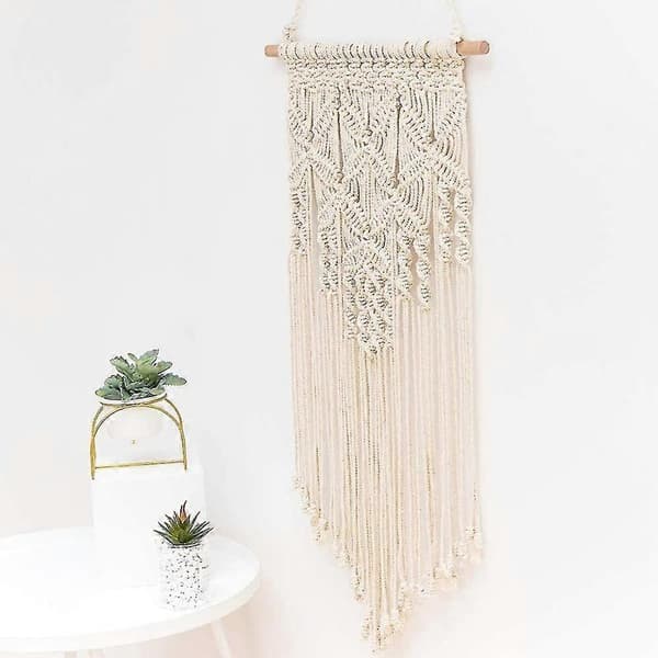 Makramee Seinävaate Kudottu Tapetti 40,6x70,1 cm, Beige