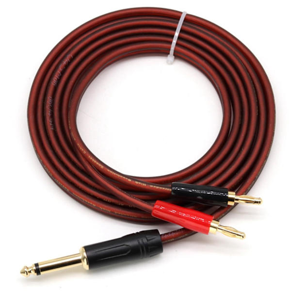 1/4 til bananstik, 6,35 mm phono til bananstik højttaler lydkabel, forgyldt 1/4 han til dobbelt banan As shown