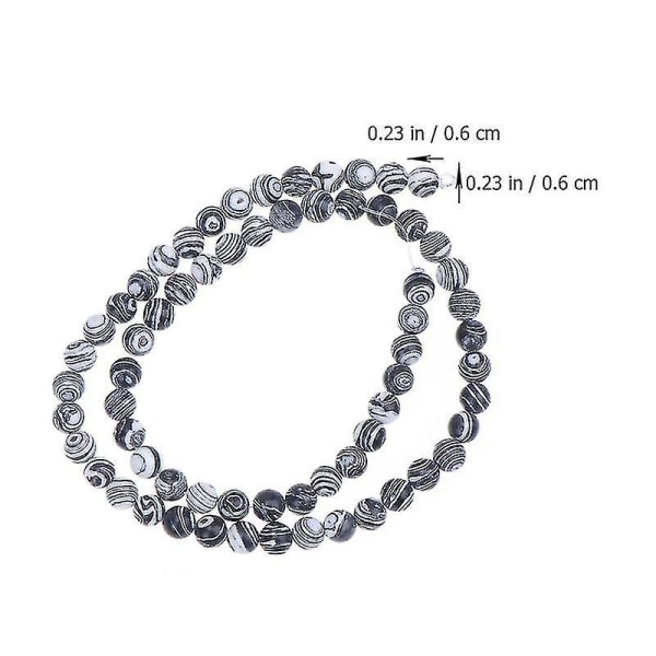 2 tråder stripete løse perler smykker som lager svart og hvit malakittperle