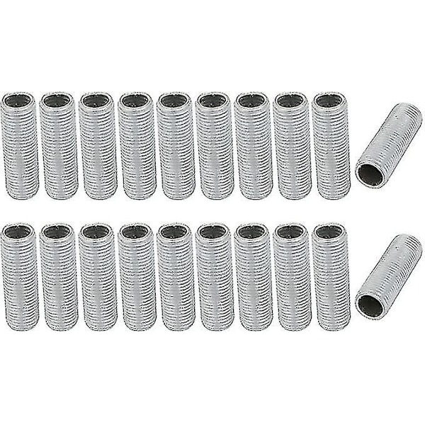 Lamperør Nippel M10 Gevind 30mm Overfladelængde Hul Gevindstang Til Armatur Lamper Reparation Part Hardware Til Lys Forzinket Sølv Pakke med 20 Qy