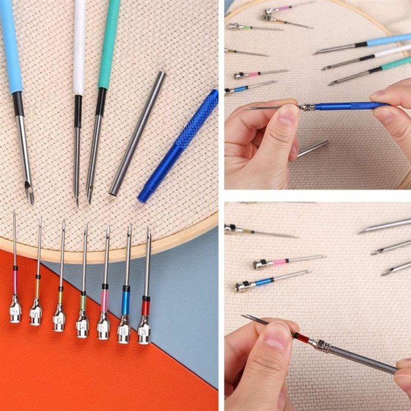 1/2/3/5 9x DIY broderipenn Punch Needle Kit Strikkepinne