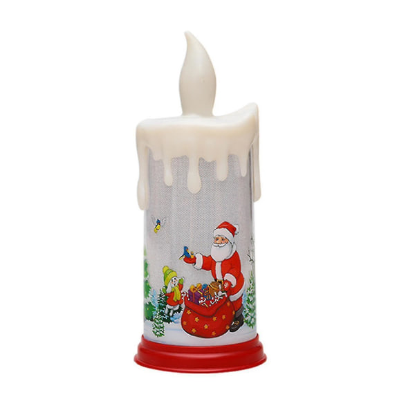 Julepynt stearinlys Led simulering flamme stearinlys julenissen snømann dekorasjon nattlys