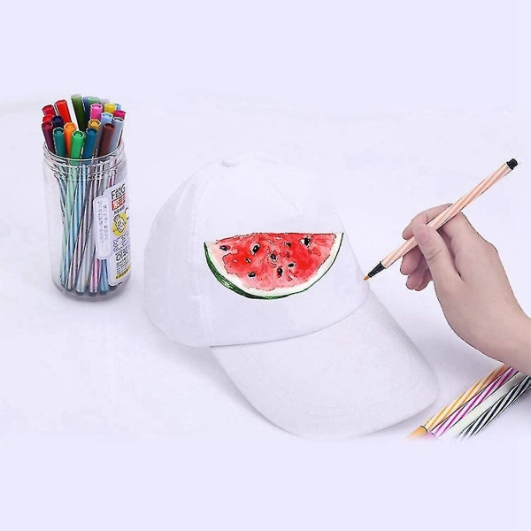 Hvid håndmalet Peaked Cap Blank Graffiti DIY Creative Coloring Cap