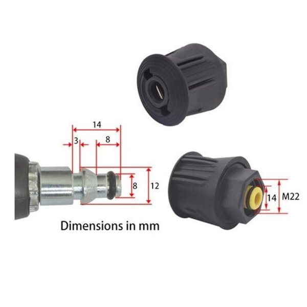 2x vaskemaskineslange-adapter M22-stikomformer-udløbsfitting til Nilfisk-dele
